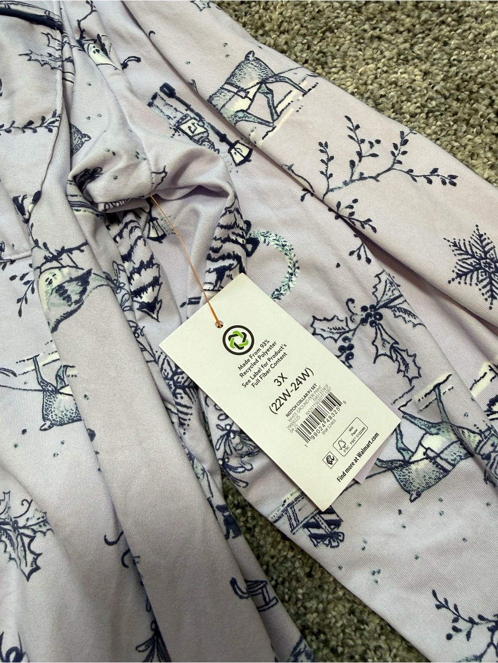 Women's Lavender Printed Two-Piece Pajama Set - Long Sleeve Button-Up - Picture 5 of 6
